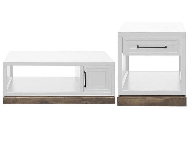 Legends Furniture Nora 2pc Occasional Living Room Set in Barnwood and White