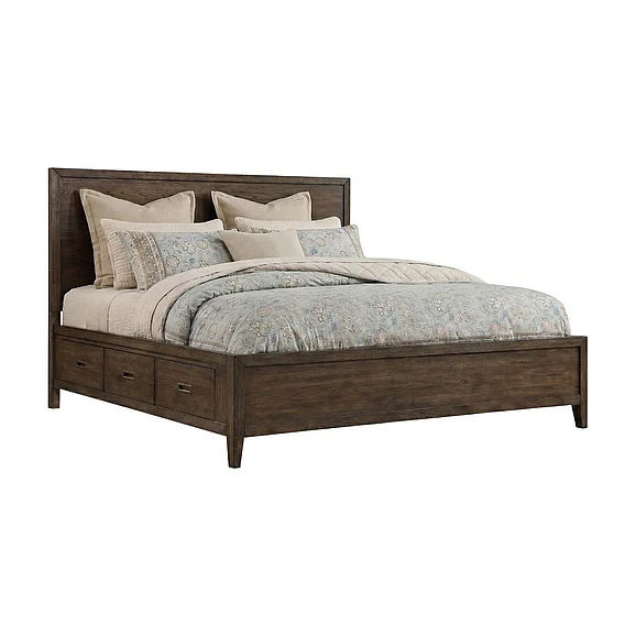 Intercon Norwich King Panel Storage Bed in Driftwood Oak