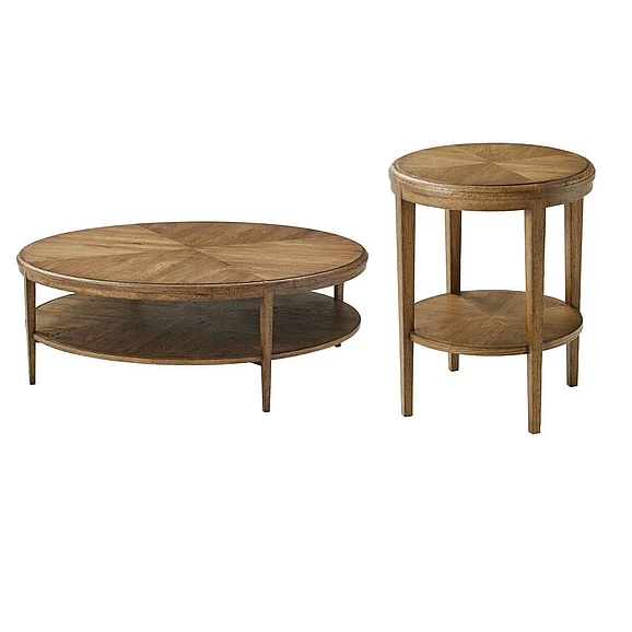 Theodore Alexander Nova 2pc Round Occasional Living Room Set in Dawn