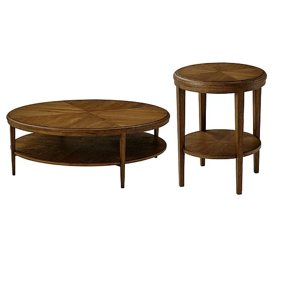 Theodore Alexander Nova 2pc Round Occasional Living Room Set in Dusk
