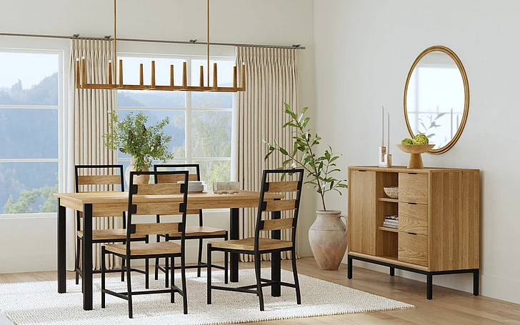 Intercon Furniture Newport 6pc Leg Dining Table Set in Natural Oak