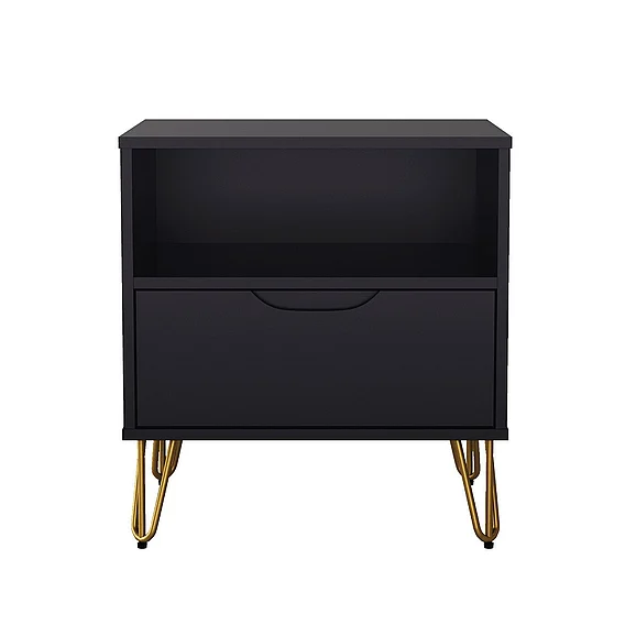 Manhattan Comfort Avira 20" Nightstand in Black (1-Drawer) NS1720-BK
