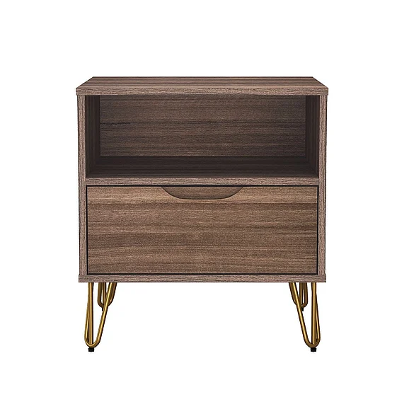 Manhattan Comfort Avira 20" Nightstand in Brown (1-Drawer) NS1720-BR