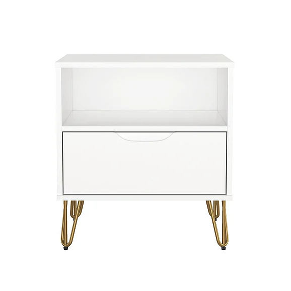 Manhattan Comfort Avira 20" Nightstand in White (1-Drawer) NS1720-WH