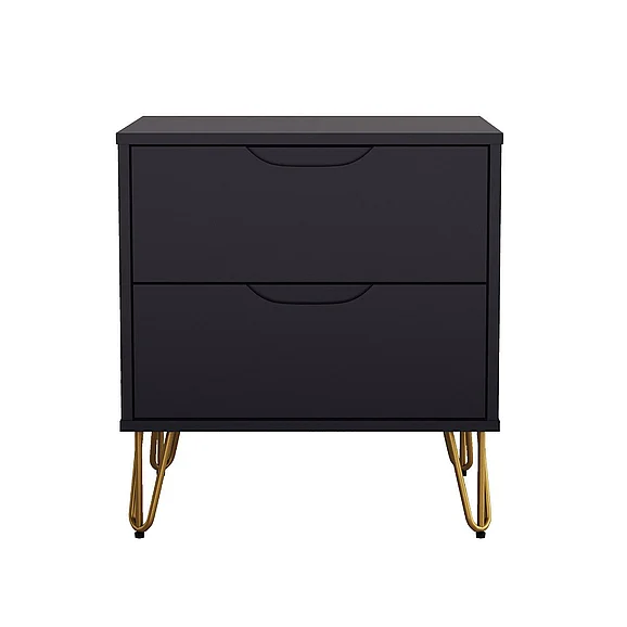 Manhattan Comfort Avira 20" Nightstand in Black (2-Drawer) NS1721-BK