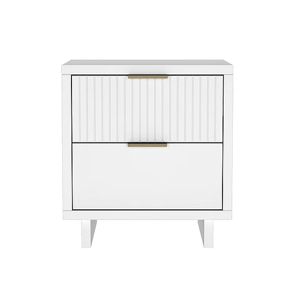 Manhattan Comfort Elara 18" Solid Wood Nightstand in White (2-Drawer) NS1780-1