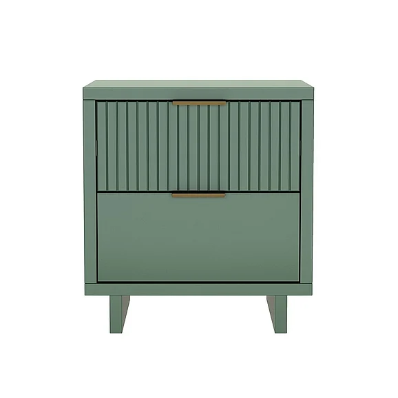 Manhattan Comfort Elara 18" Solid Wood Nightstand in Sage Green (2-Drawer) NS1780-3