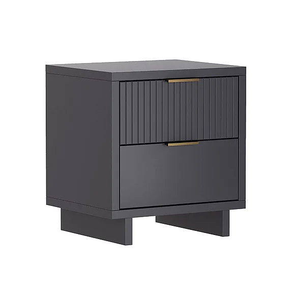 Manhattan Comfort Elara 18" Solid Wood Nightstand in Charcoal Gray (2-Drawer) NS1780-5
