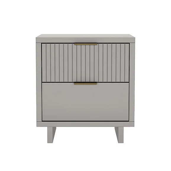 Manhattan Comfort Elara 18" Solid Wood Nightstand in Light Gray (2-Drawer) NS1780-6