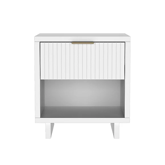 Manhattan Comfort Elara 18" Solid Wood Nightstand in White (1-Drawer) NS1794-1