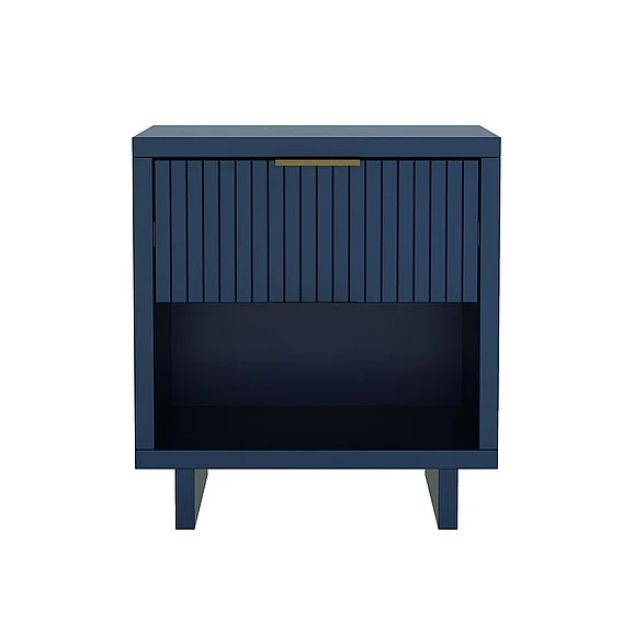 Manhattan Comfort Elara 18" Solid Wood Nightstand in Midnight Blue (1-Drawer) NS1794-4