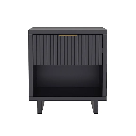 Manhattan Comfort Elara 18" Solid Wood Nightstand in Charcoal Gray (1-Drawer) NS1794-5
