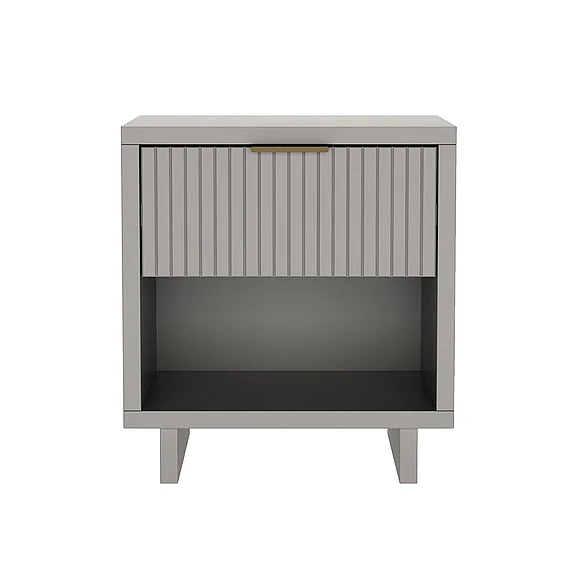 Manhattan Comfort Elara 18" Solid Wood Nightstand in Light Gray (1-Drawer) NS1794-6