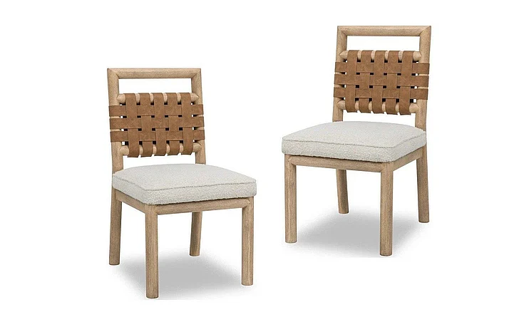 Modus Furniture Dorsey Woven Dining Chair in Ginger/Ricotta NSPV63 (Set of 2)