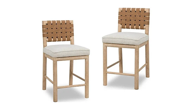 Modus Furniture Dorsey Woven Counter Stool in Ginger/Ricotta NSPV69 (Set of 2)