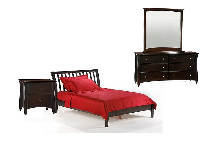 Night & Day Nutmeg 4pc Platform Bedroom Set in Chocolate