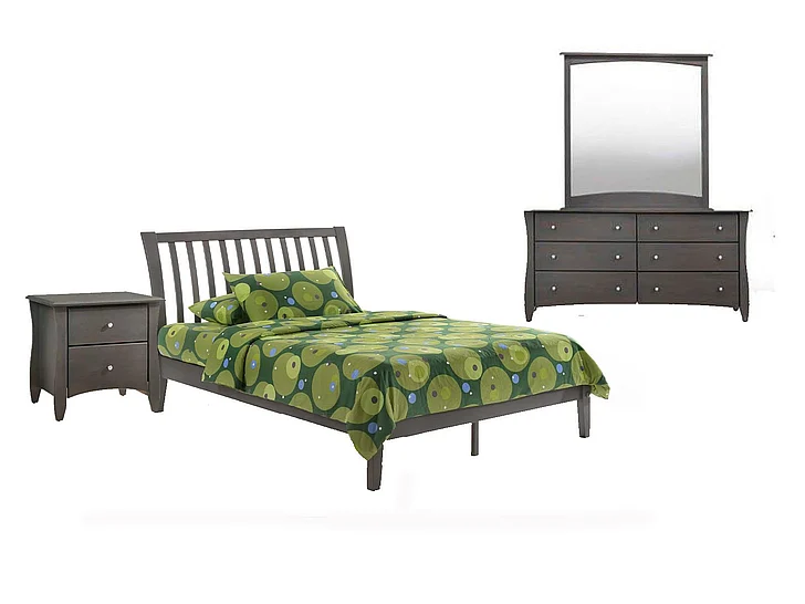 Night & Day Nutmeg 4pc Platform Bedroom Set in Stonewash