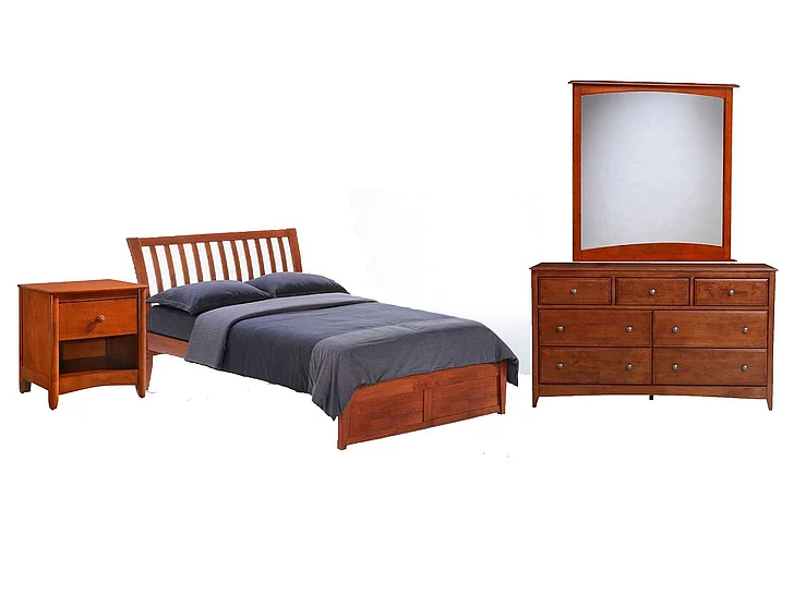 Night & Day Nutmeg 4pc Platform Bedroom Set in Cherry