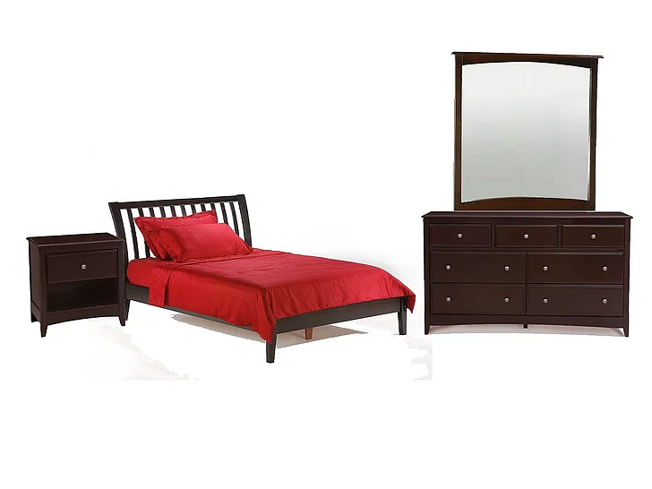 Night & Day Nutmeg 4pc Platform Bedroom Set in Chocolate