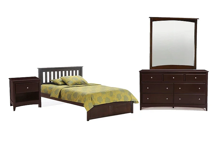 Night & Day Rosemary 4pc Platform Bedroom Set in Chocolate