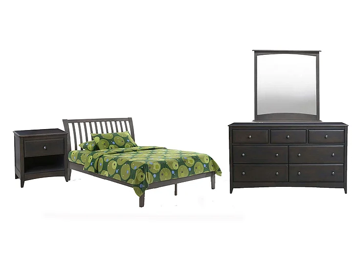 Night & Day Nutmeg 4pc Platform Bedroom Set in Stonewash