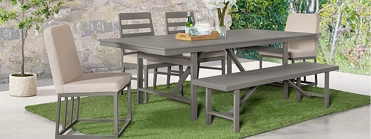 Intercon Furniture Navarro 5pc Outdoor Trestle Table Set in Mocha