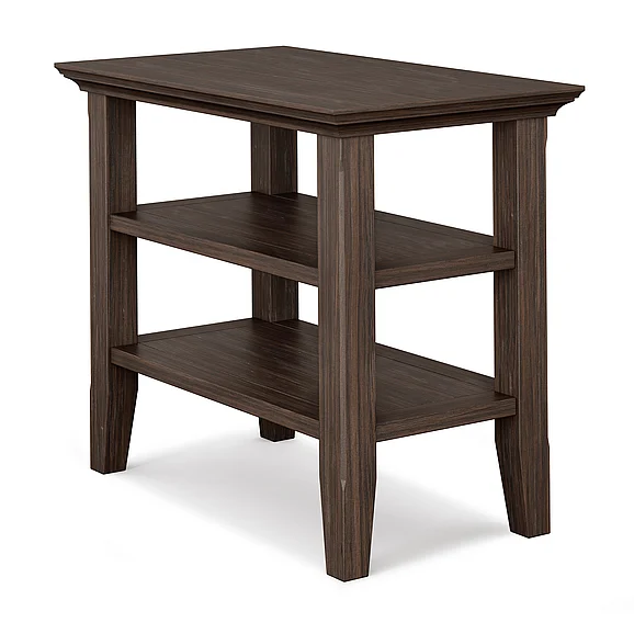Simpli Home Acadian Narrow Side Table in Farmhouse Brown AXWELL3-08FB