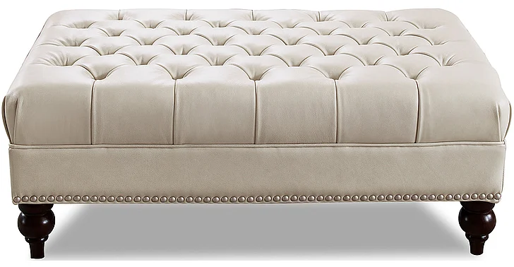 Hydeline Furniture Aliso Leather Ottoman in Cream 67718-00V01-LS2519