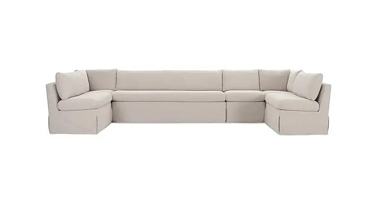 Moe's Home Fable Slipcover Dining Banquette U-Shape Beige 154 Inches OA-1073-34