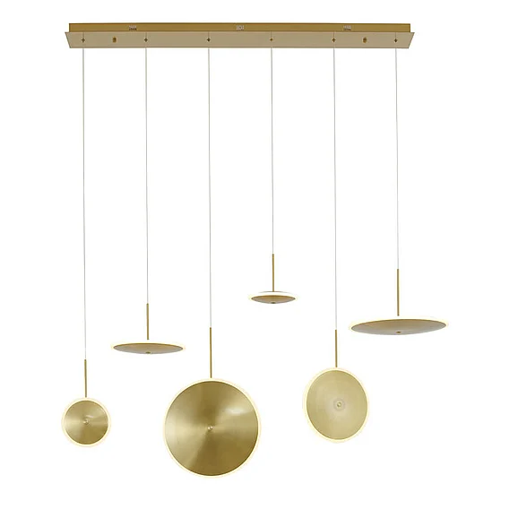 Bethel Gold Frame Six LED Saucer Lights Hung On a Rectangular Canopy OC23C59G