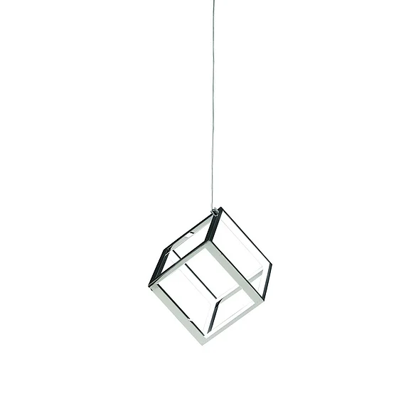 Bethel Shiny Nickel LED Cube Single Pendant Light OC27P7N