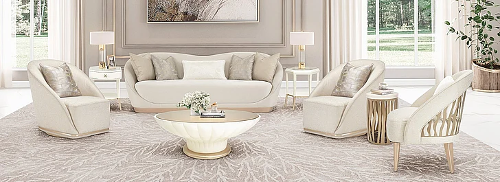 AICO La Rachelle 2-PC Occassional Table Set in Medium Champagne