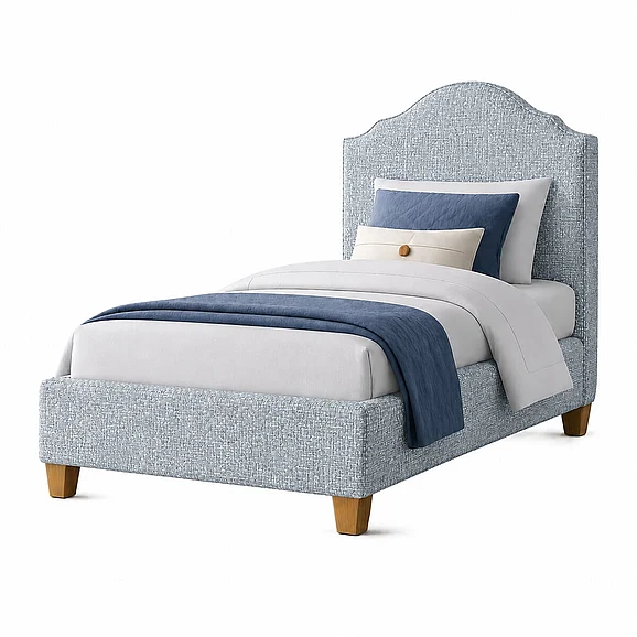 Vaughan-Bassett Twin Upholstered Bed in Ocean Blue
