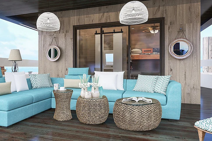 Cottage Creek Ocean Reef 4pc Living Room Set in Natural