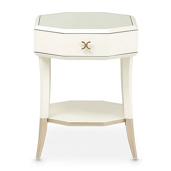 AICO La Rachelle Octagonal End Table w/ Drawer in Medium Champagne 9034202-136