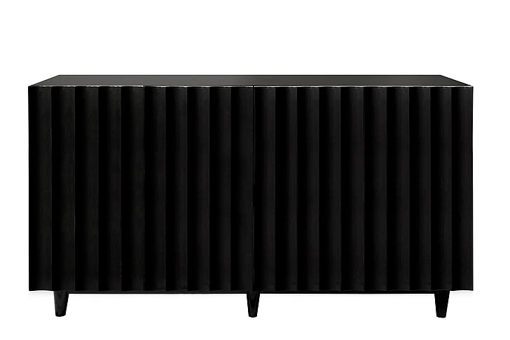 Worlds Away Odette Black Lacq 4 Drawer Scalloped Front Cabinet ODETTE BL CLOSEOUT
