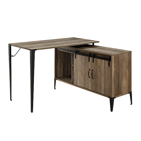 ACME Zakwani Writing Desk w/USB in Rustic Oak & Black Finish OF00012