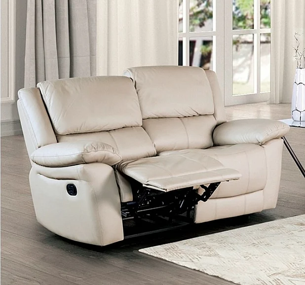 Furniture of America Glarus Manual Reclining Loveseat in Off White FM69003WH-LV-M