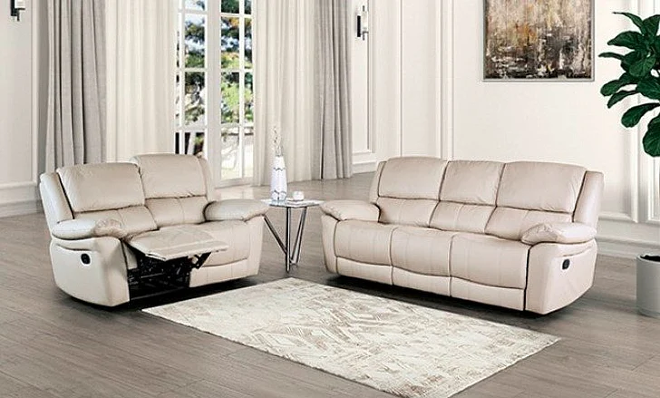 Furniture of America Glarus 2pc Reclining Living Room Set in Off-White