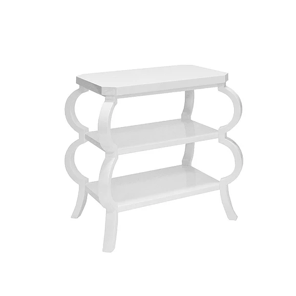 Worlds Away Olive Three Tier Side Table in Matte White Lacquer OLIVE WH