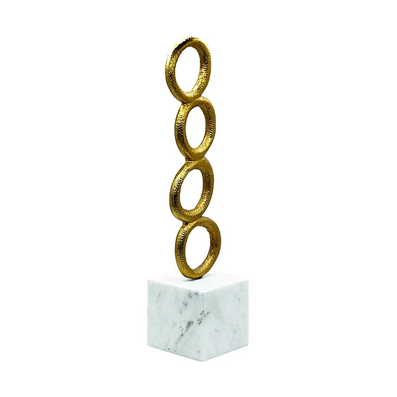 Worlds Away Omar Stacked Circle Shaped Textured Brass Sculpture OMAR