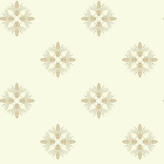 York Black and White Resource Library E40 Honey Bee Wallpaper in Gold/Cream ON1641 (Double Roll) FedEx/UPS