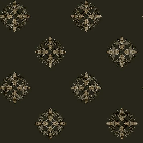 York Black and White Resource Library E40 Honey Bee Wallpaper in Gold/Black ON1642 (Double Roll) FedEx/UPS
