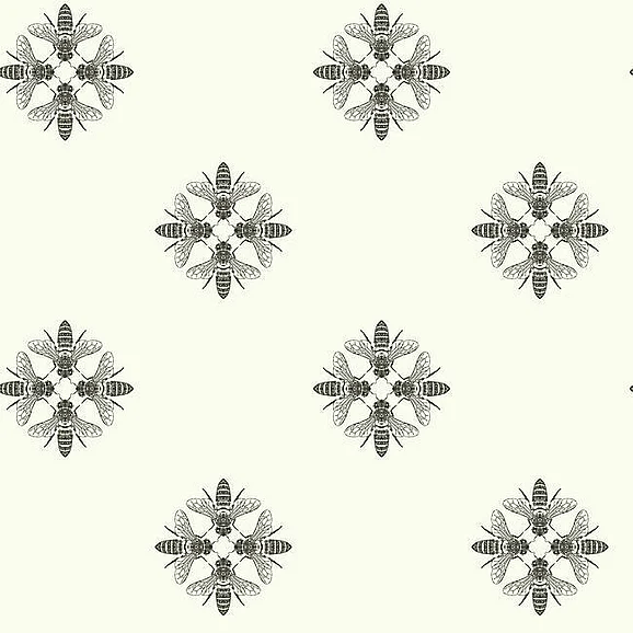 York Black and White Resource Library E40 Honey Bee Wallpaper in Black/White ON1643 (Double Roll) FedEx/UPS