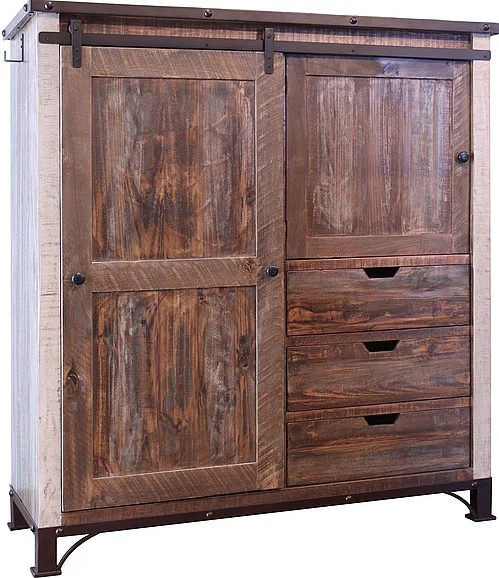 IFD Antique 3 Drawer with 1 Sliding Door and 1 Gentleman's Chest in Multi Color IFD966GTCH