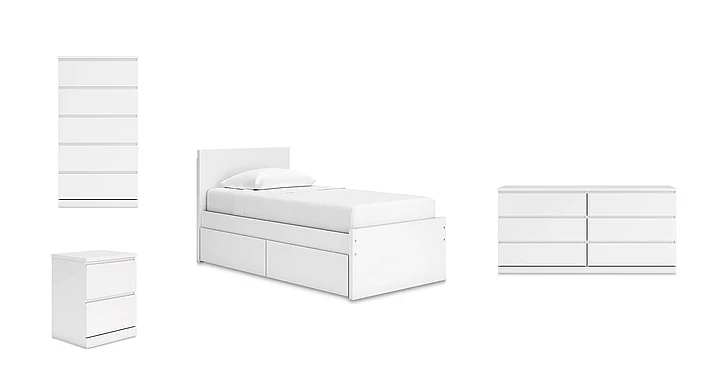 Ashley Furniture Onita 4pc Platform Bedroom Set with 1 Side Storage in Natural