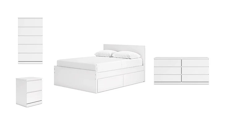 Ashley Furniture Onita 4pc Panel Platform Bedroom Set with 2 Side Storage in Natural