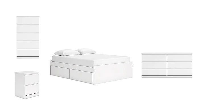 Ashley Furniture Onita 4pc Platform Bedroom Set with 2 Side Storage in White