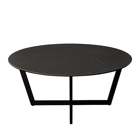 Diamond Sofa Onyx Round Cocktail Table with Black Ceramic Glass Top & Black Metal Leg ONYXCTBL