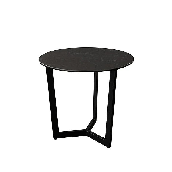 Diamond Sofa Onyx Round End Table with Black Ceramic Glass Top & Black Metal Leg ONYXETBL